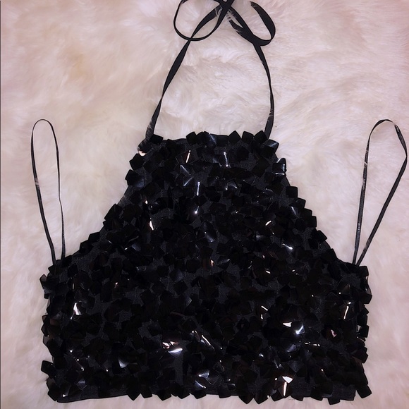 New Years Black Confetti Halter Top  Forever 21 - Picture 1 of 4